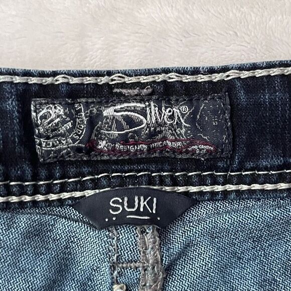 Suki High Capri Dark Wash Heavy Stitch Size 32 - Picture 7 of 8